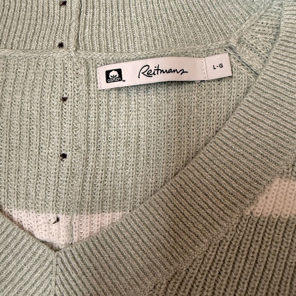 3/$30 - REITMANS Mint Green and White Striped Sweater (like new) - Picture 2 of 6